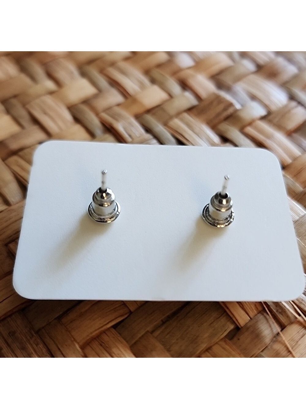 Southwestern Simulated Turquoise Stud Earrings - Picture 3 of 5